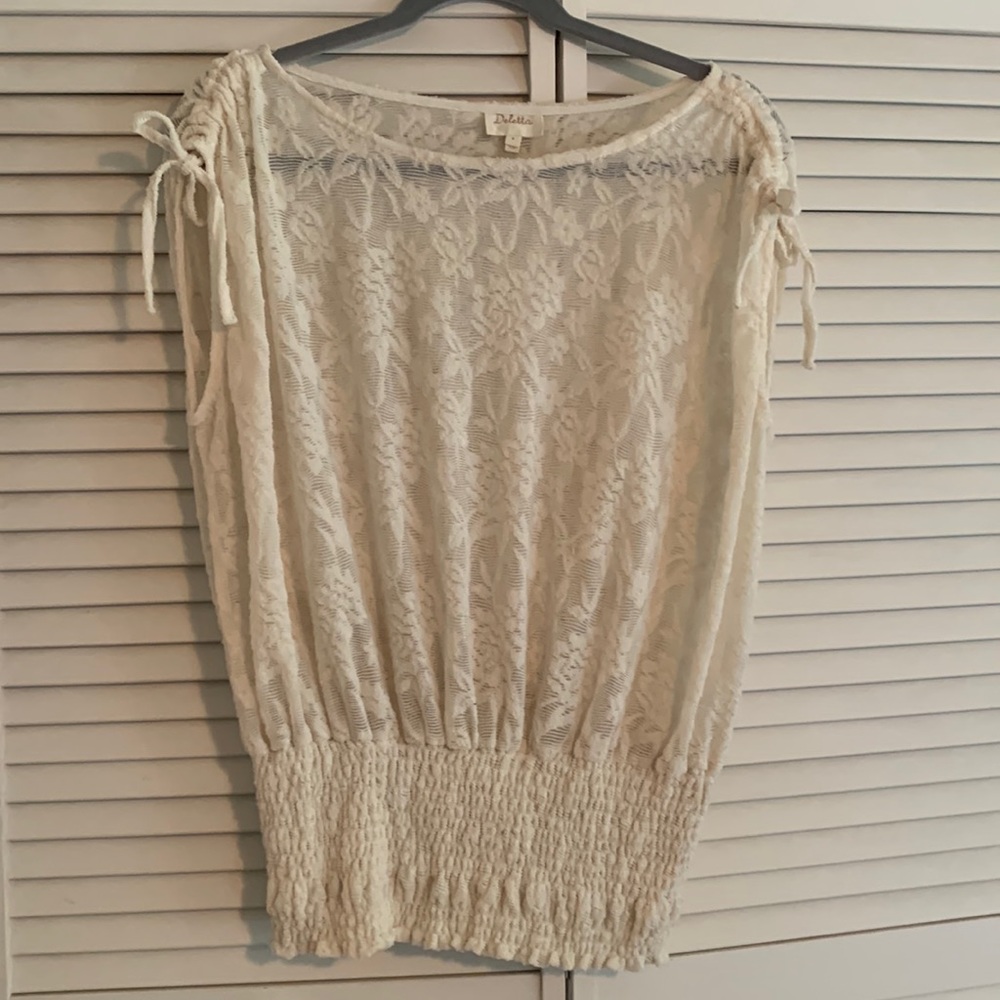 Anthropologie Deletta stretchy lace sleeveless top, VGUC size M
